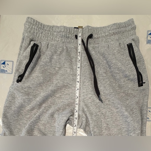H&M Gray Jogger Sweatpants Black Zipper Pockets Moto style knees Medium - Picture 8 of 10